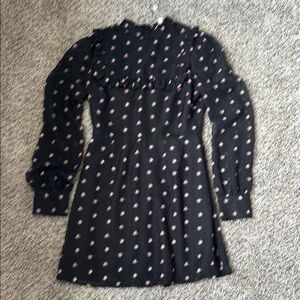 Wayf Black Dress with Pink Floral Pattern